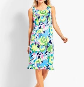 Talbots petites Island‎ Floral Sateen Sheath Dress 10P Cotton